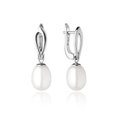 Cercei argint cu perle naturale albe si tortite DiAmanti SK21108EL_W-G